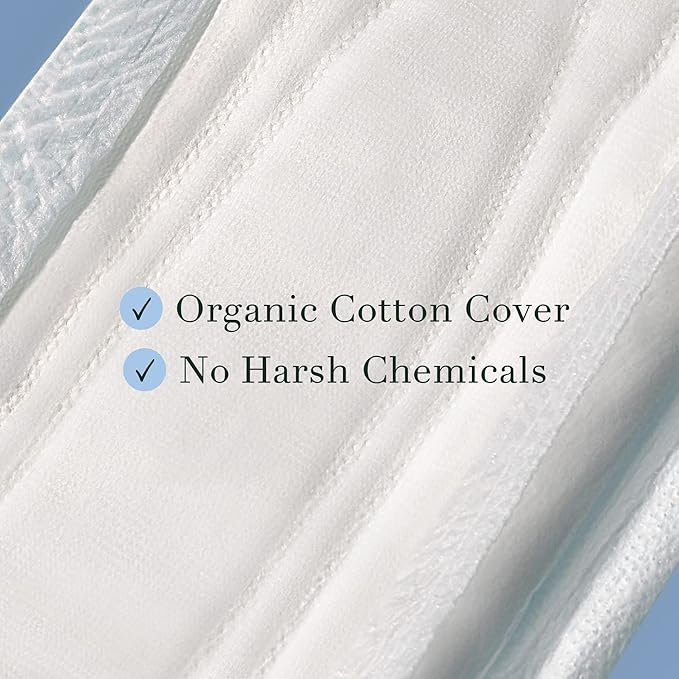 Rael Incontinence Pads for Women, Organic Cotton Cover, Postpartum Essential, Heavy Absorbency, Bladder Control, 4-Layer Core with Leak Guard Technology, Long Length (Ultimate, 20 Count)