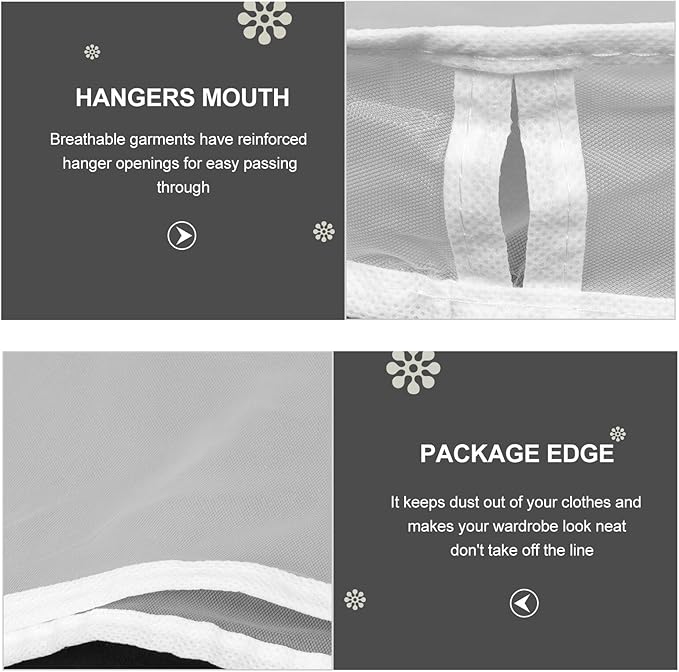 COHEALI 5Pcs Thick Transparent Clothing Bags Breathable Garment Shoulder Covers with Reinforced Hanger Opening Dustproof Suit Protectors Washable Reusable for Home Closet Storage