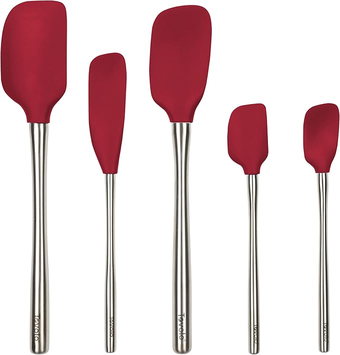 Tovolo Flex-Core Stainless Steel Handled Spatula Set of 5 for Meal Prep, Cooking, Baking, and More