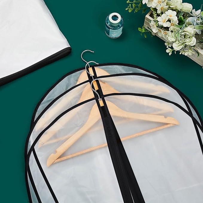 Amylove 40 Pack 60/40inch Garment Bags for Hanging Clothes with Zipper, Clear Garment Dress Covers PEVA Suit Protector for Closet Storage Travel Coat Gown Jacket Organizer(24 x 40 Inch)