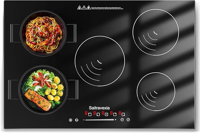 30 Inch Induction Cooktop 5 Burners, 7200W Built-in Induction Stovetop, 5 Power Boost Burners Electric Cooktop, Child Lock, 9 Power Levels, Timer, Touch Control 220-240V Hard Wire