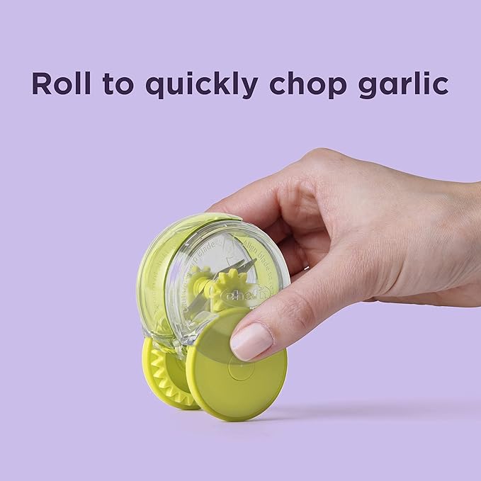 Chef’n GarlicZoom Garlic Chopper, Handheld Garlic Mincer with Rolling Action, Easy to Use and Clean, Compact Size for Quick Prep, Dishwasher Safe