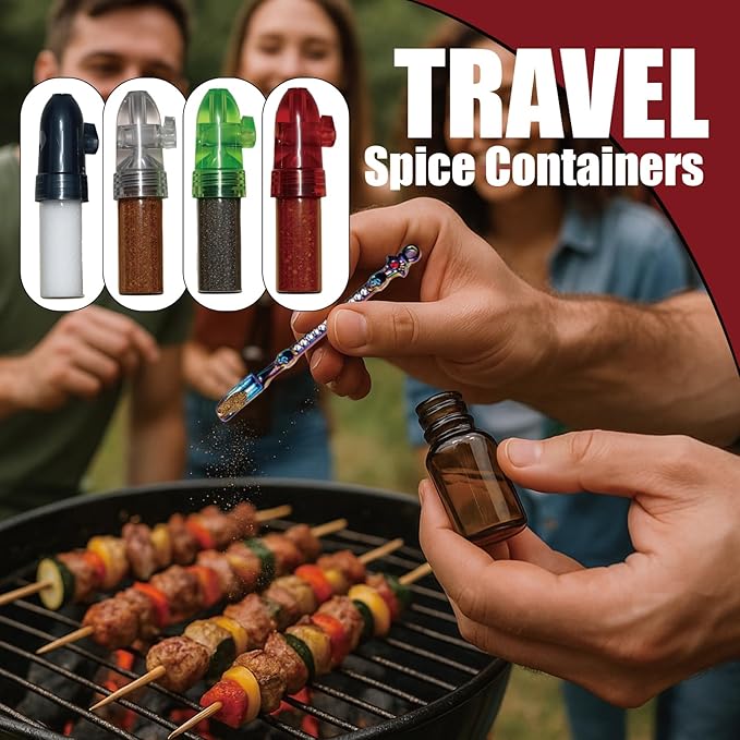 Portable Spice Dispenser, Leak-proof Metal Spice Jar, Mini Kitchen Spice Set, Sealed Storage Container for Spices during Travel and Outdoor Camping (5)