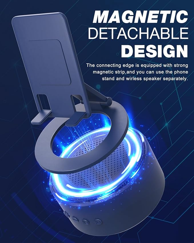 Gifts for Christmas Men Women, Cell Phone Stand with Wireless Bluetooth Speaker, Him Husband Boyfriend Xmas Anniversary Birthday Gifts from Wife, Stocking Stuffer for Men (A-Blue)