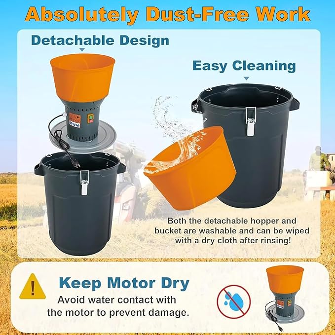 AUTENS Farm Grain Mill Grinder with 5 Filter Mesh Adjustable, Electric Feed Grain Grinder, for Wheat, Corn, Spice, Animal Feed & Home Milling (25L)