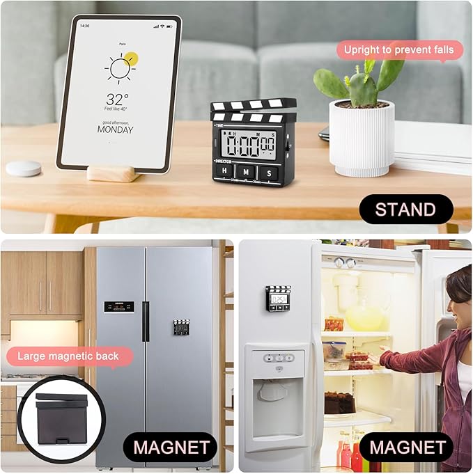 QANYI Modern Style Large Magnetic LED Display Digital Kitchen Timer, Auto Memory, Auto Shut-Off, Cute Desk Timer for Study, Classroom, Toothbrush, Exercise, Bathroom, Cooking
