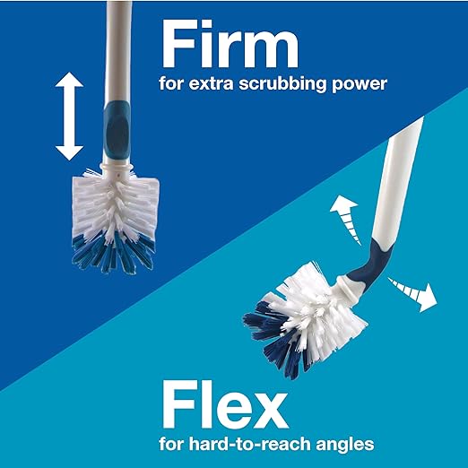 Unger 16” Flexible Glass and Bottle Scrub Brush, Extra-Long, Non-Scratch Cleaning Scrubber for Water Bottles, Travel and Coffee Mugs, Pitchers, Vases, Decanters, Glassware