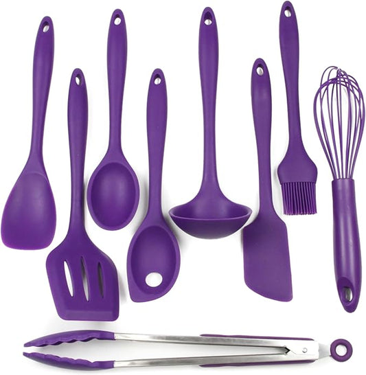 Chef Craft Premium Silicone Kitchen Tool and Utensil Set, 9 Piece, Purple