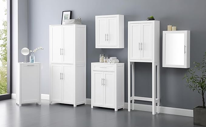 Crosley Furniture Savannah 2-Piece Pantry Storage Cabinet Set with Shelves, Kitchen, Dining, or Laundry Room, White