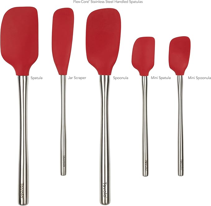 Tovolo Flex-Core Stainless Steel Handled Spatula Set of 5 for Meal Prep, Cooking, Baking, and More