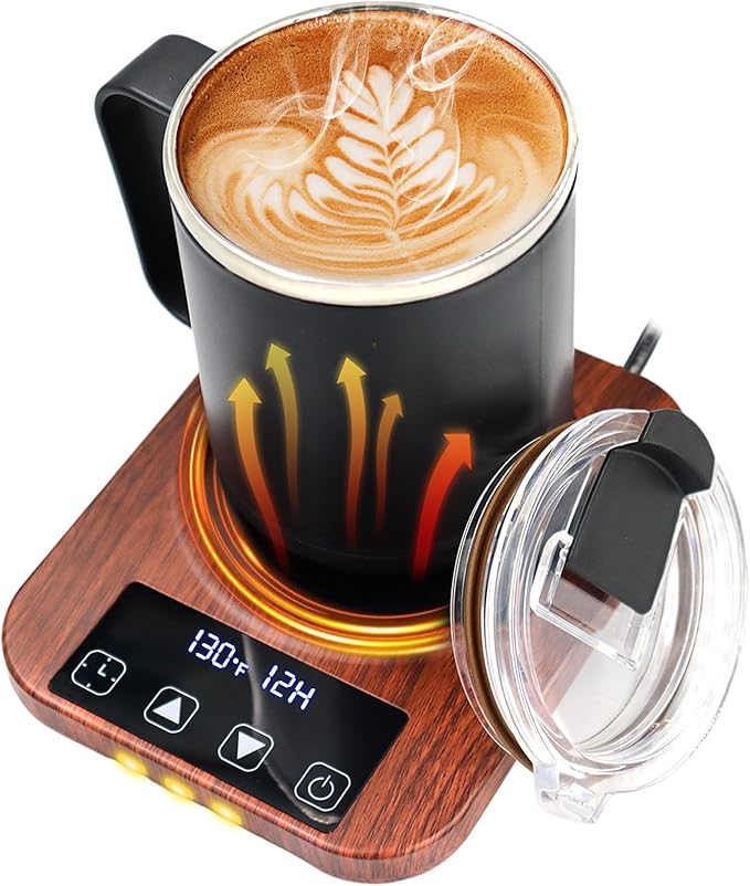 Coffee Mug Warmer & Mug Set for Desk - Candle Warmer, 9 Temp Coffee Cup Warmer Auto Shut Off, 1-12H Timer Smart Beverage Warmer, Candle Warmer Plate Candle Melter, Heated Coffee Mug, Charging Coaster