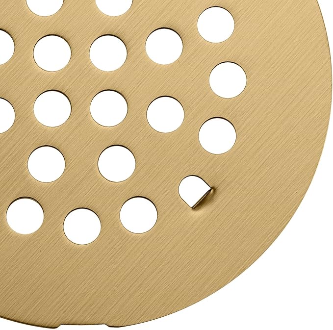 Bropury 4-1/4-Inch Easy-to-Install Snap-in Shower Drain Cover Floor Drain Replacement Cover Stainless Steel (Brushed Gold)