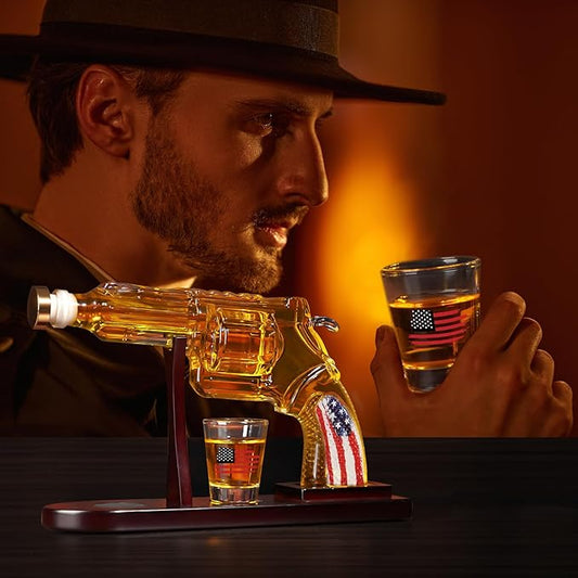 Gifts for Men Dad, Unique Christmas Anniversary Birthday Gift for Him Husband, 9 Oz Whiskey Decanter Set with 2 Oz Shot Glasses, Cool Persinalized Presents liquor dispenser for Home Bar