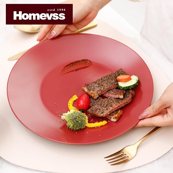 Colors Life 12pc Dinnerware Set, Shiny Black and Matte Berry