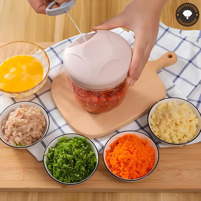 Generic Manual Vegetable Cutter Chopper, Hand Pull String Fruit and Vegetable Chopper and Mincer, Stainless Steel Blades, BPA Free (Pink, 500ml), VS2024-04