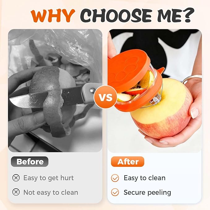 Peeling Knife With Storage Boxs, New with Box Storage Kitchen Special Fruit Peeler, Double sided Stainless Steel Peeler, Fruit Vegetable Peeler with Container (2PC: Orange)