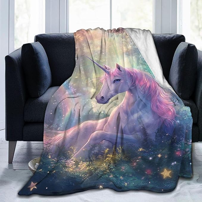Unicorn Blanket Gifts for Girls Women Unicorn Forest Throw Blankets Cozy Plush Fleece Flannel Fuzzy for Kids Bed Decor 60"X50"