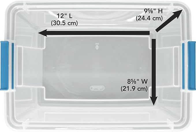 Sterilite 20 Qt Gasket Box, Stackable Storage Bin with Latching Lid and Tight Seal, Plastic Container to Organize Basement, Clear Base and Lid, 6-Pack