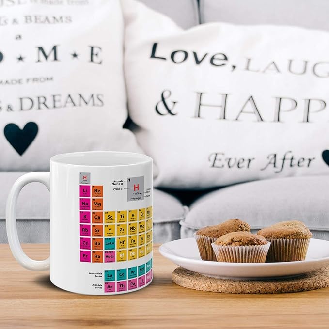 MUGBREW Periodic Table of Elements White Ceramic Coffee Mug Tea Cup, 11 OZ