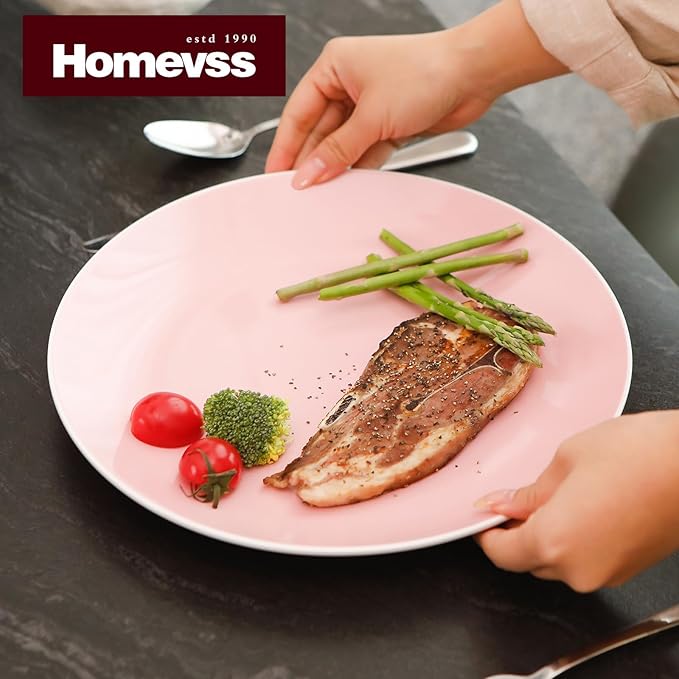 Stoneware Coupe Shape 18pc Dinnerware Set, Outside White + Inside Pink