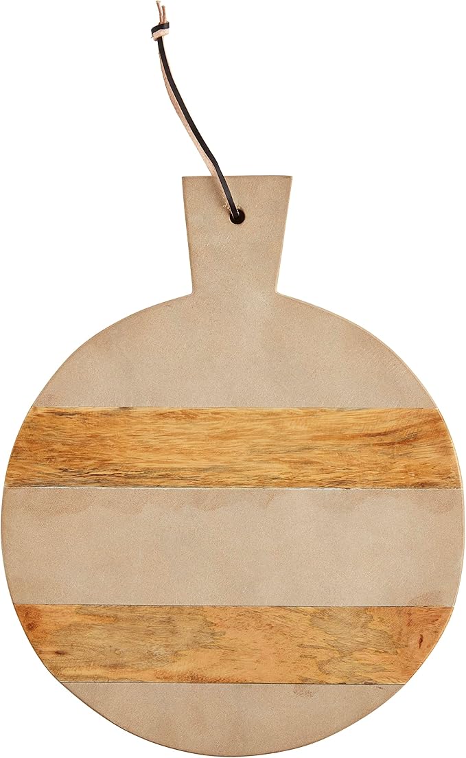 Mud Pie Round Sandstone Wood Board, Round 15" X 12" Dia