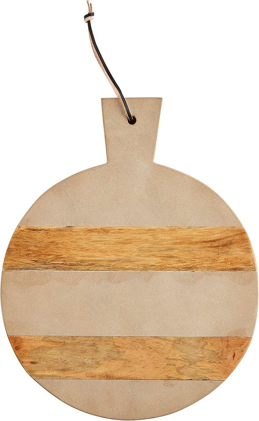 Mud Pie Round Sandstone Wood Board, Round 15" X 12" Dia