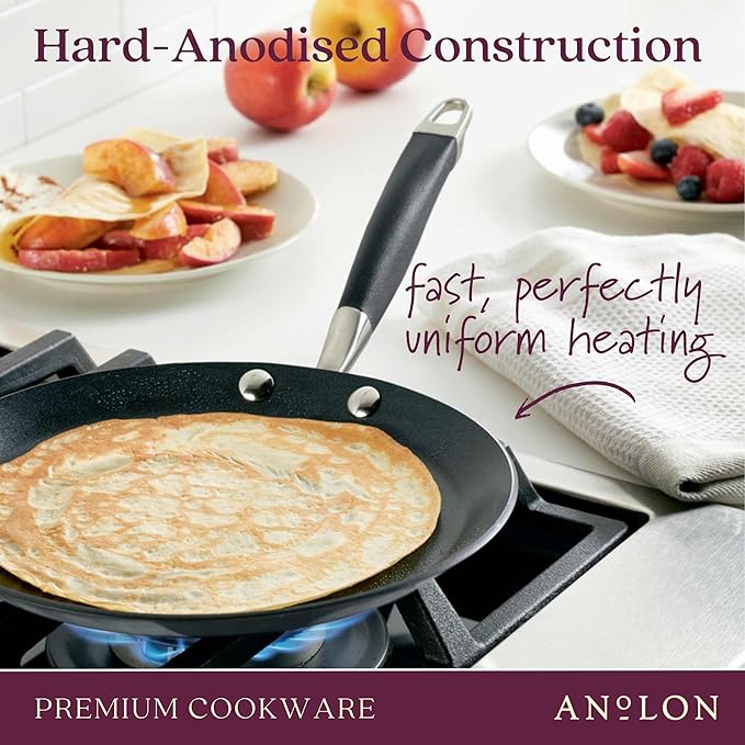 Anolon Advanced Home Hard Anodized Nonstick Crepe Pan, 9.5 Inch, Onyx