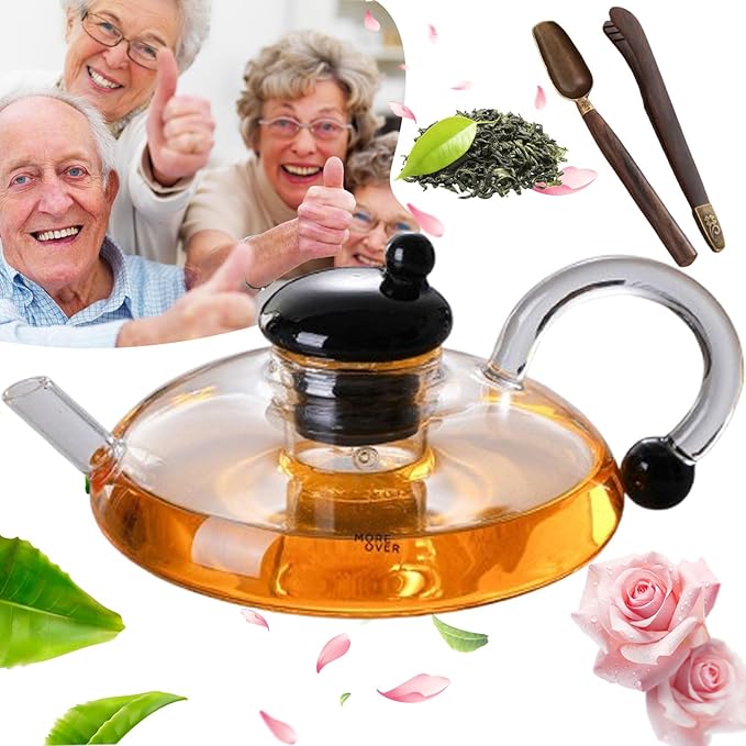 2026 Upgrade - 24 OZ Luxury Glass Teapot with Warmer,Automatic Electric Kettle with Tea Infuser,Teapot and Cup Set with Warmer,New Year Christmas Gift for Tea Lovers (Transparent)