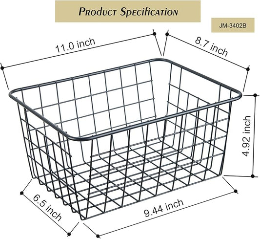 Wire Kitchen Storage Basket 5 Packs,Perfect Pantry Organization Accessories Baskets,Laundry Basket,Countertop Organization,Suitable for Kitchen,Bathroom,Bedroom,Tabletop,Rose gold