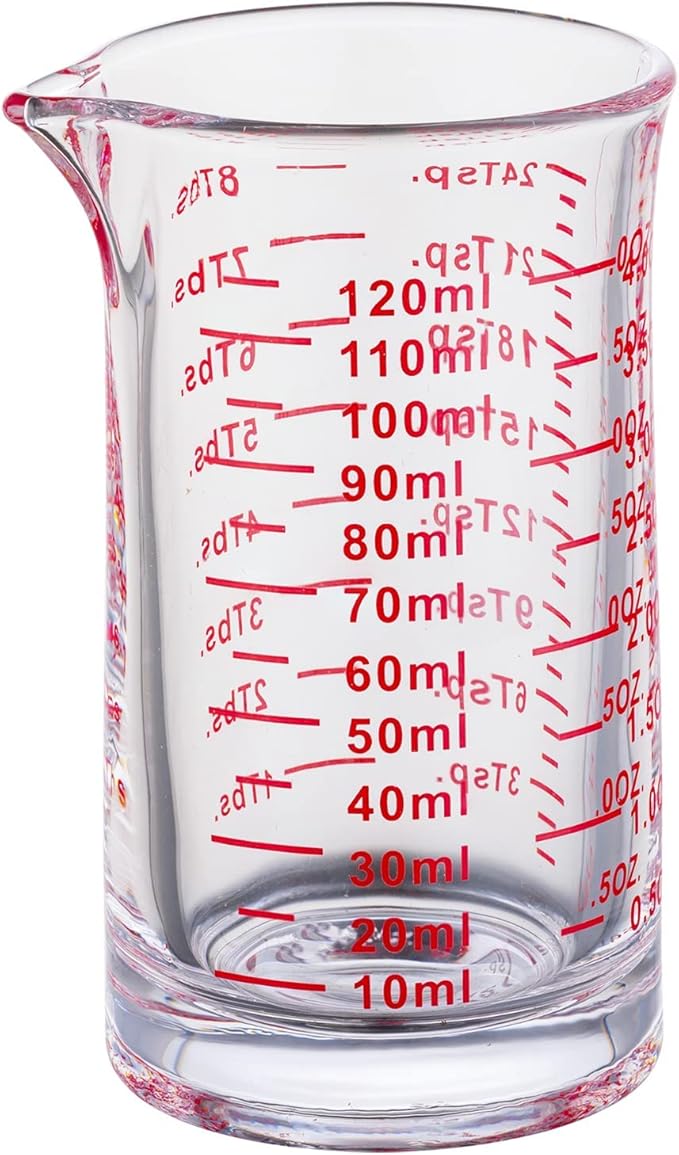 Ackers 4 Oz Glass Measuring Cup,Borosilicate Shot Glass with V-Shaped Spout(Pack of 2)