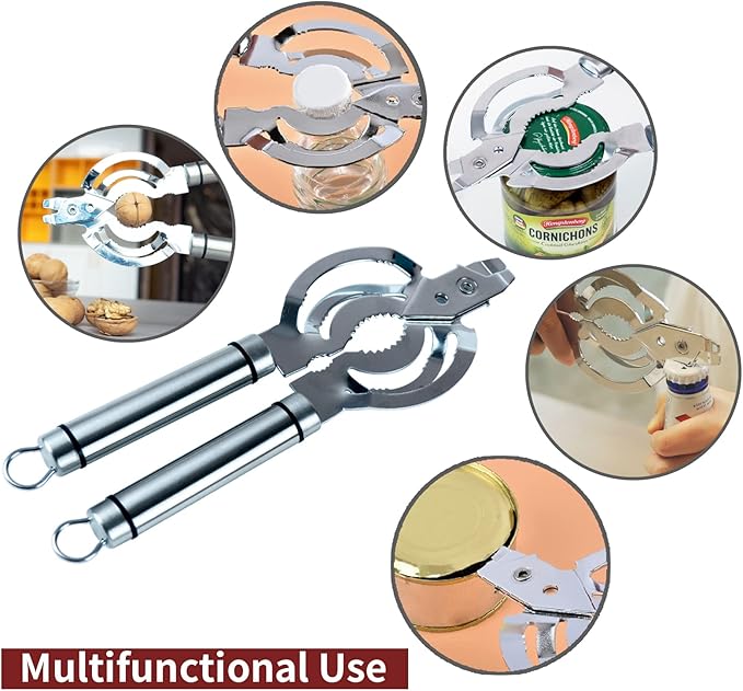 Stainless Steel Jar Opener, Multi Jar Opener for Weak Hands, Beer Bottle Opener for Arthritic Hands, Seniors with Arthritis