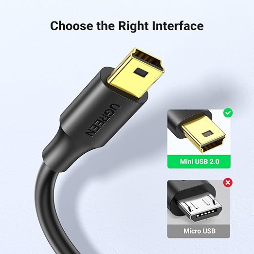 UGREEN 10 FT USB 2.0 Cable - Mini B Compatible with Garmin Nuvi GPS, Dash Cam, Camera, PS3 Controller, Hard Drive, GoPro Hero 3+, PDA