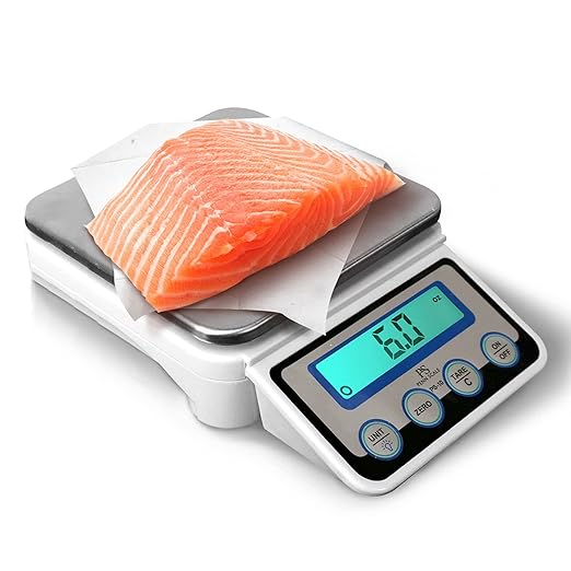 Penn Scale PS-10 Digital Kitchen Portion Scale - 11lb Electric Kitchen Scale with 0.002lb Readability - Removable Platter & LCD Display - Lb, Oz, G Unit Conversion (AC & Battery Powered)