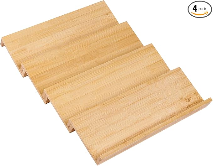 Bamboo Spice Drawer Organizer, 4 Tier Stackable Spice Rack for Cabinet, Seasoning Storage Organization，13'' Wide