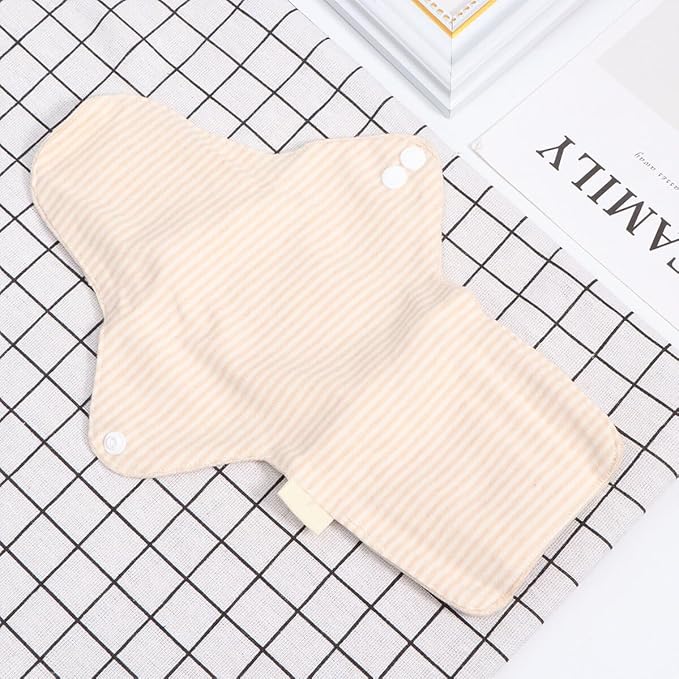 2pcs Reusable Washable Cloth Menstrual Pads for Women Soft Breathable Organic Cotton Panty Liners with Strong Absorbency Foldable Sanitary Towels for Period and Postpartum Care
