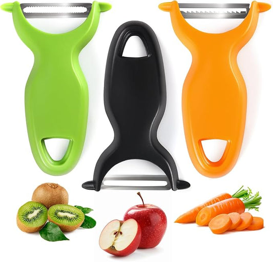 LHS Vegetable Peeler Set, 3 Packs Apple Peeler and Potato Peelers for Fruit Carrot Zucchini Cucumber, Stainless Steel Y Peeler Shredder Slicer Multifunctional Veggie and Fruit Peeler