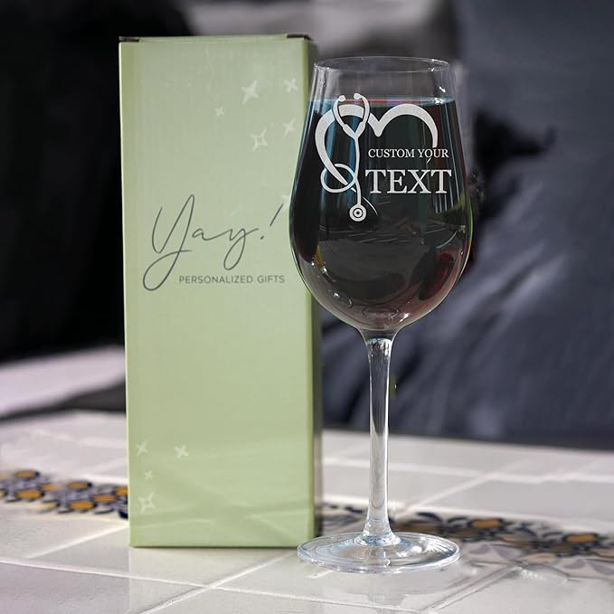 Custom Engraved Wine Glass - Personalized Nurse Gifts, Graduation Gift for Nurses Week Retirement Graduation Appreciation Present for School Nursing Student RN Practitioner (Wine, Nurse)