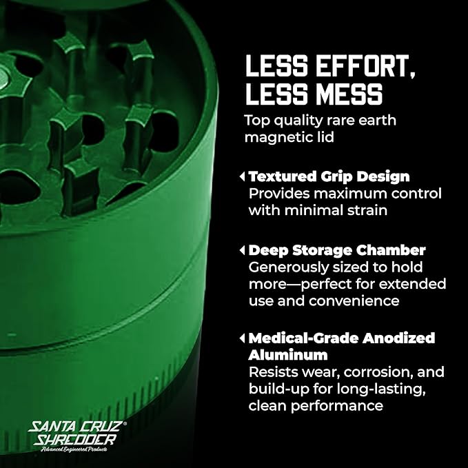 Santa Cruz Shredder Metal Spice Grinder Made in USA (Medium (2.2 Inch), Green)