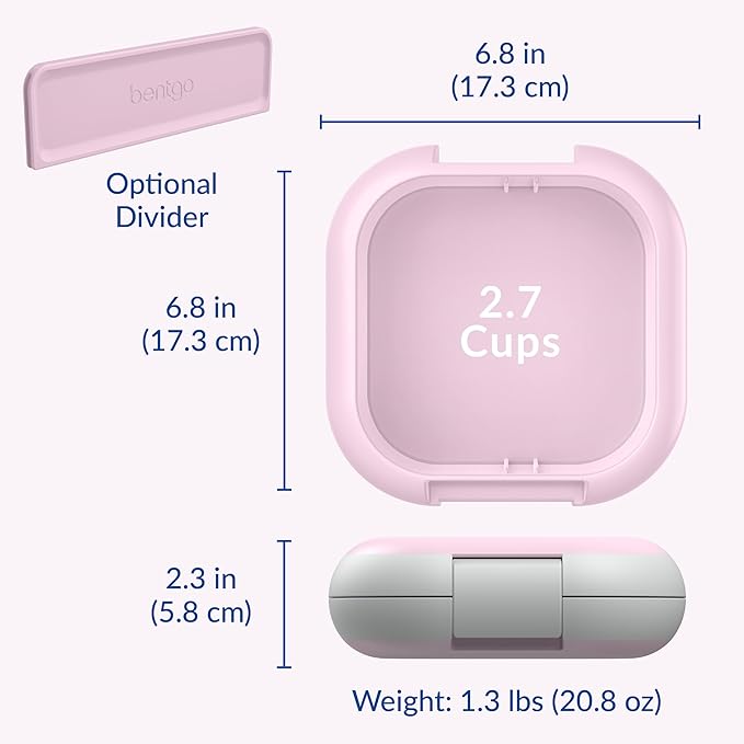 Bentgo Chill Mini Leak-Proof Lunch Box – Built-In Ice Pack Keeps Food Cold, 2.7-Cup Capacity for Snacks or a Sandwich, 3 or 4 Compartments, PFAS & BPA-Free, Ideal for Adults & Kids 3+ (Lilac Mist)
