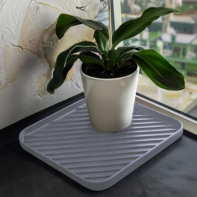 Silicone Organizer Tray for Kitchen Sink and Bathroom, Dishwasher Tray, Versatile Bathroom and Drawer Organizer Trays, Non-Slip Countertop （Gray）