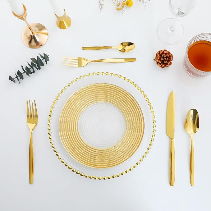 Gold 30-Piece Silverware Set,Stainless Steel Flatware Utensils Cutlery Set for 6,Including Steak Knife Fork and Spoon,Dishwasher Safe,Modern Tableware for Home & Dining