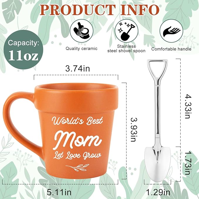 Christmas Birthday Gifts for Mom from Daughter Son, Cool Best Mom Ever Gift for New Step Moms, Gardening Gifts for Moms Who Have Everything, Novelty Mom Mug