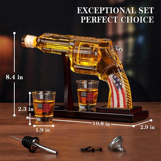 Gifts for Men Dad, Unique Christmas Anniversary Birthday Gift for Him Husband, 9 Oz Whiskey Decanter Set with 2 Oz Shot Glasses, Cool Persinalized Presents liquor dispenser for Home Bar