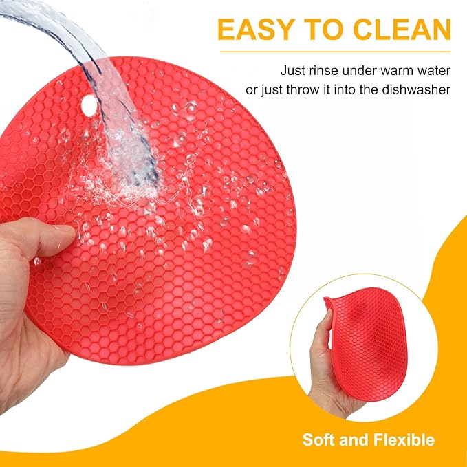uxcell 4pcs Silicone Jar Opener Pads, 17.5cm/7" Texture Can Opener Multipurpose Round Bottle Lid Opener Non-Slip Coasters for Weak Hands Seniors Children, Brown/Pink/Orange/Blue