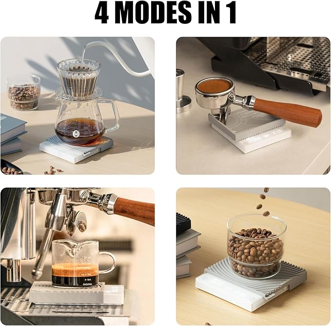 TIMEMORE Basic Mini Coffee Scale, Multifunction Electronic Espresso Scale, Weigh Digital Drip Cone Scale with Timer, Ultra Thin and LightMini Digital Food Kitchen Scale for Baking, Cooking - White
