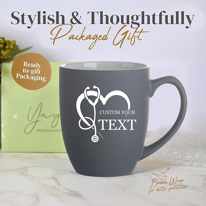 Custom Engraved Coffee Mug - Personalized Nurse Gifts, Graduation Gift for Nurses Week Retirement Graduation Appreciation Present, Birthday Gift for Nursing Student RN Practitioner (Mug, Nurse)