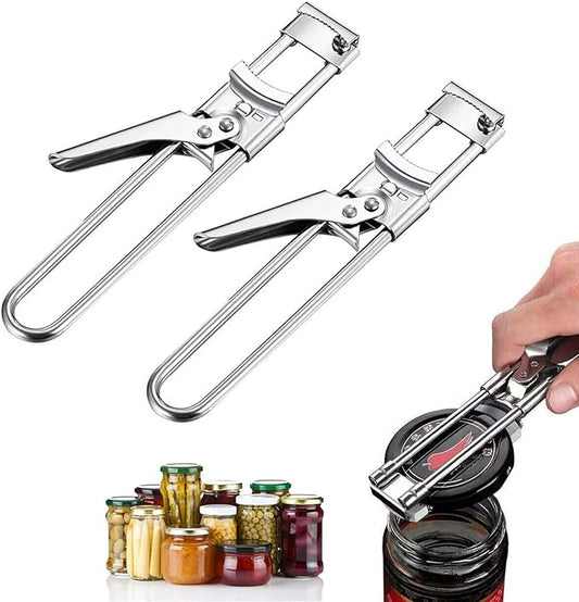 New Adjustable Stainless Steel Jar Opener, 2026 Upgrade Jar Opener for Weak Hands, 2 Pcs Multi-functional Lid Gripper Bottle Opener with Handle, Easy-Open Kitchen Tool for Seniors and Kids