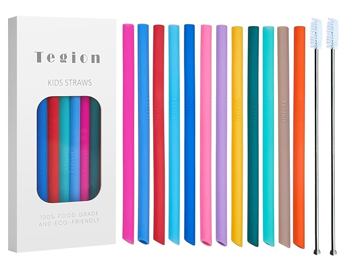 Mini Short Pinch Test Passed 5.5" Replacement Reusable Toddlers& Kids&Baby Silicone Small Straws for The First Years Take & Toss Spill Proof Straw Cup-Safe Fun for Baby Teething Chewing
