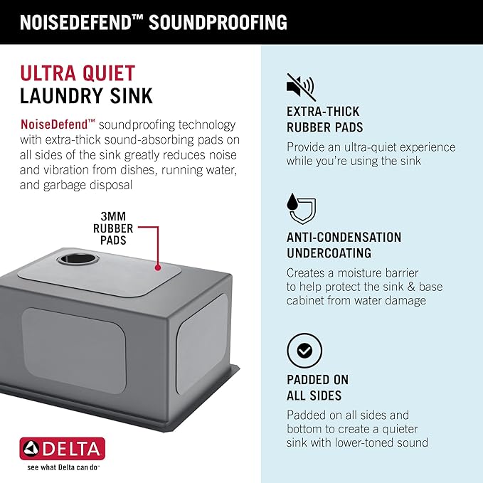 DELTA FAUCET Lorelai 24-inch Workstation Laundry Utility Kitchen Sink Undermount 16 Gauge Stainless Steel Single Bowl with WorkFlow Ledge and a Kit of 5 Accessories, 95B9132-24SL-SS