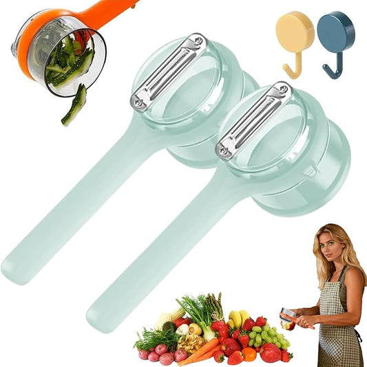 2026 New Peeling Knife with Storage Box, Vegetable Peeler with Container, Fruit & Vegetable Peeler with Catcher, Double-Sided Stainless Steel Multi-Function Kitchen Peele (Green*2)